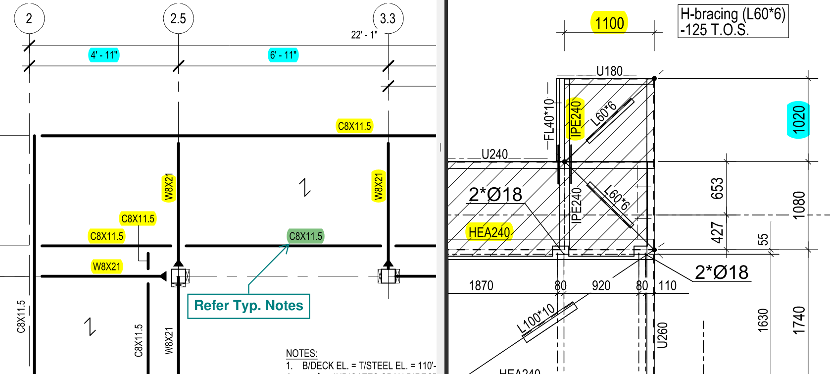 Material take-off steel drawing sample